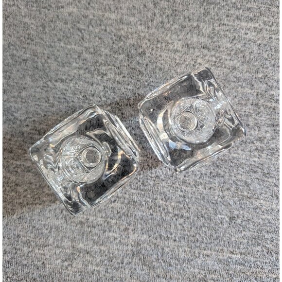 Pair of Riihimäki / Riihimäen "Rengas" Reversible Glass Candle Holders - Picture 3 of 7